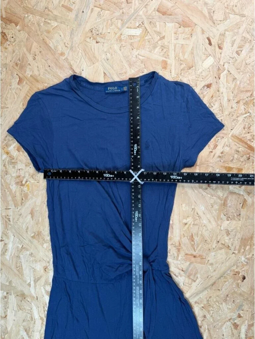Polo Ralph Lauren Womens Dress S Blue Cotton Short Sleeve Tie Waist Knit Casual